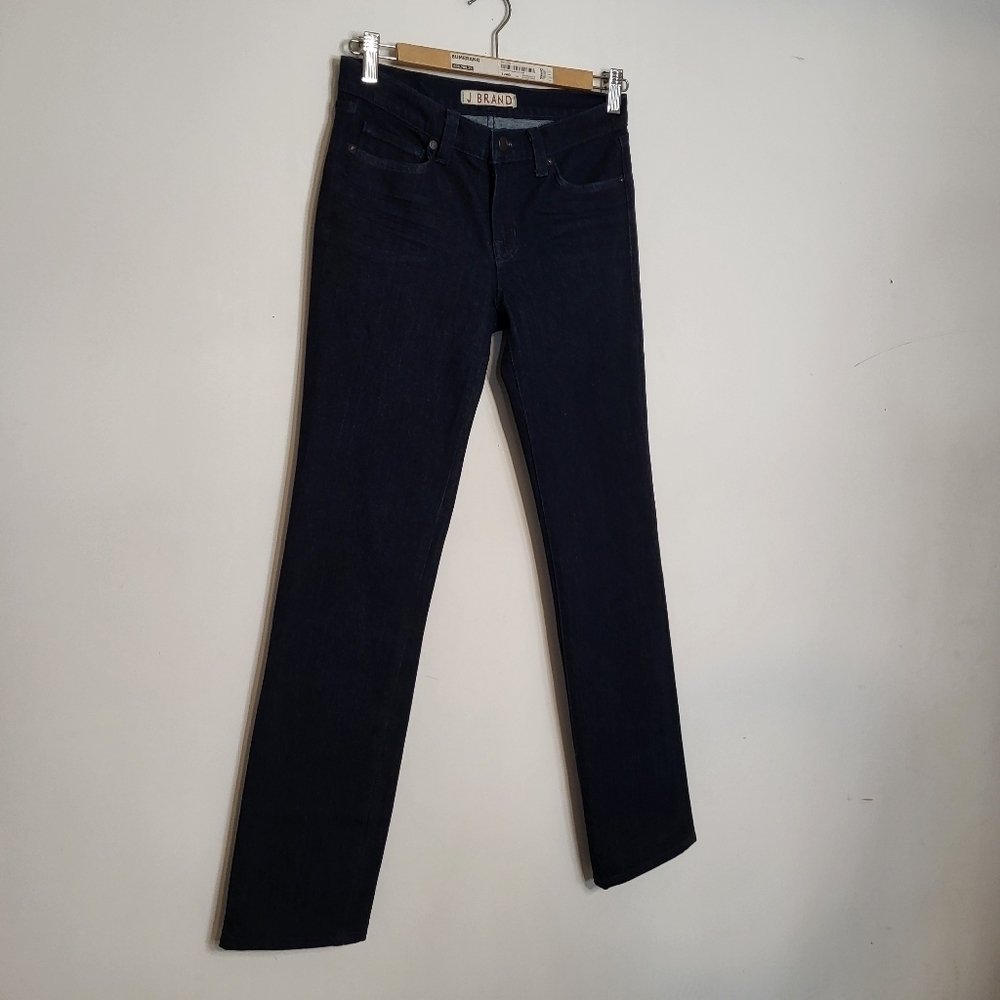 J Brand Dark Low Rise Wash Straight Leg Four Way Stretch Jeans Blue Size 25